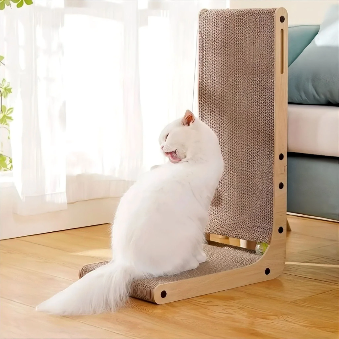 Cat scratching post – L-shape cardboard scratcher for indoor use