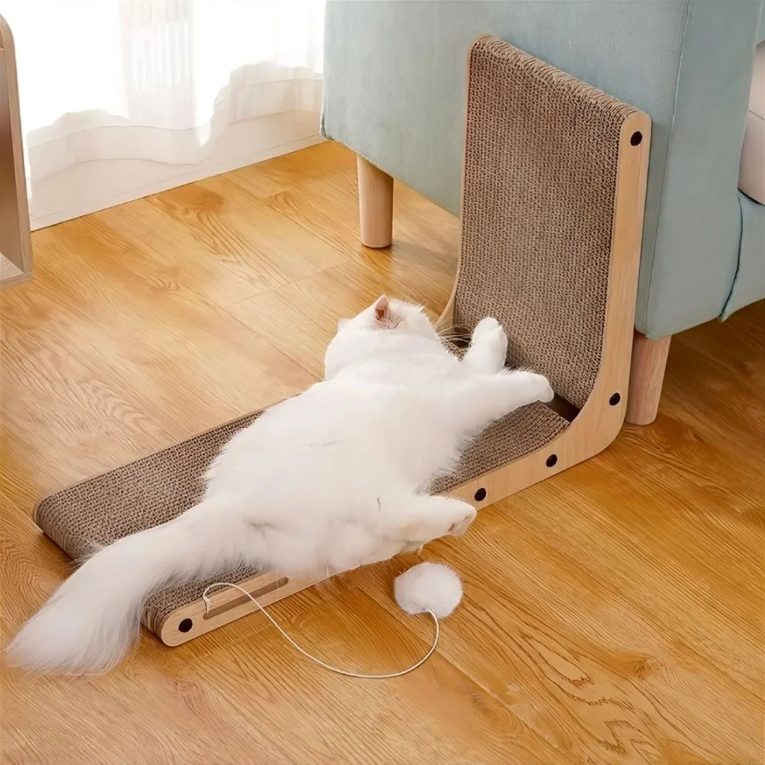 Cat scratching post – L-shape cardboard scratcher for indoor use