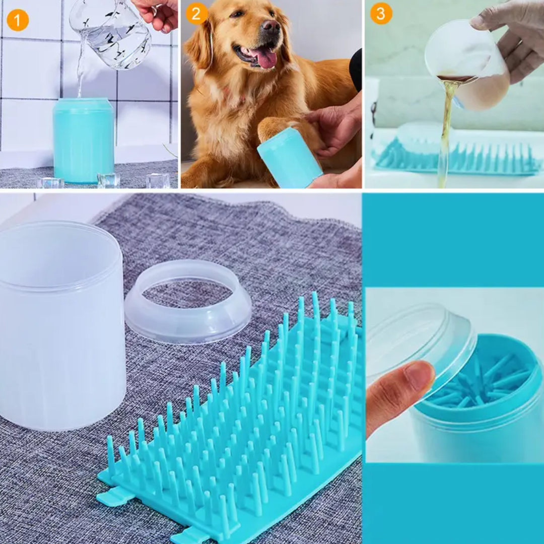 Dog paw cleaner cup – portable silicone brush for muddy paws