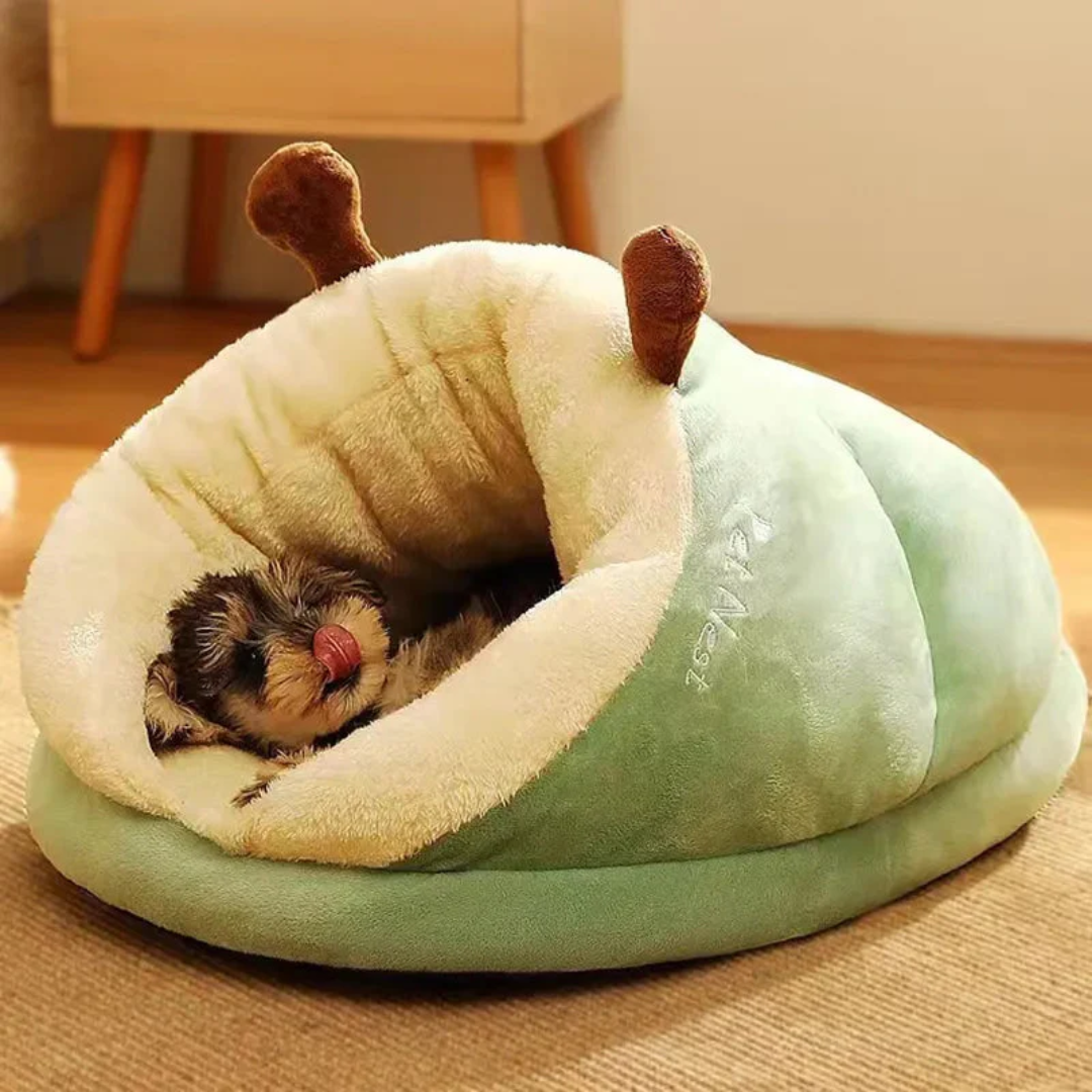 Plush pet bed – enclosed nest for small dogs and cats indoor
