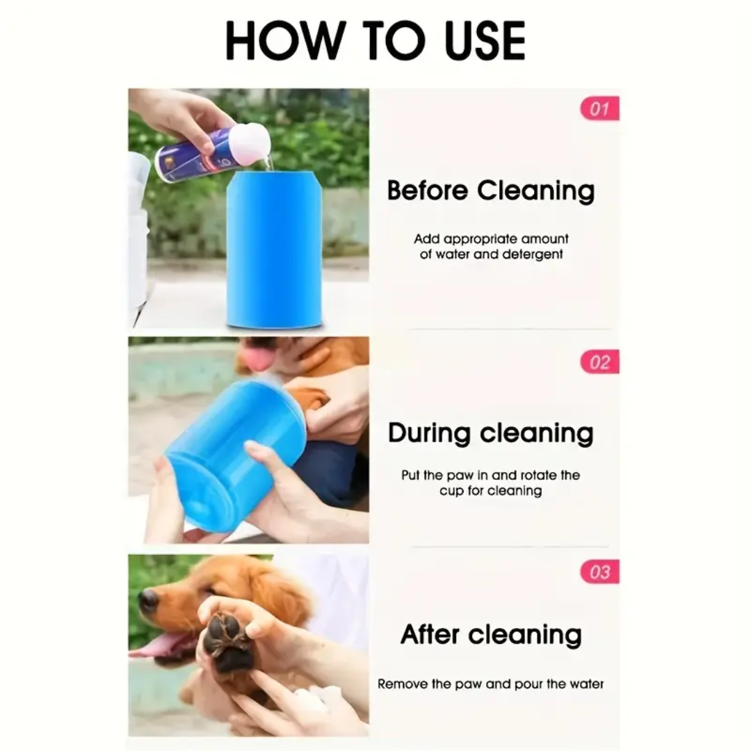 Dog paw cleaner cup – portable silicone brush for muddy paws