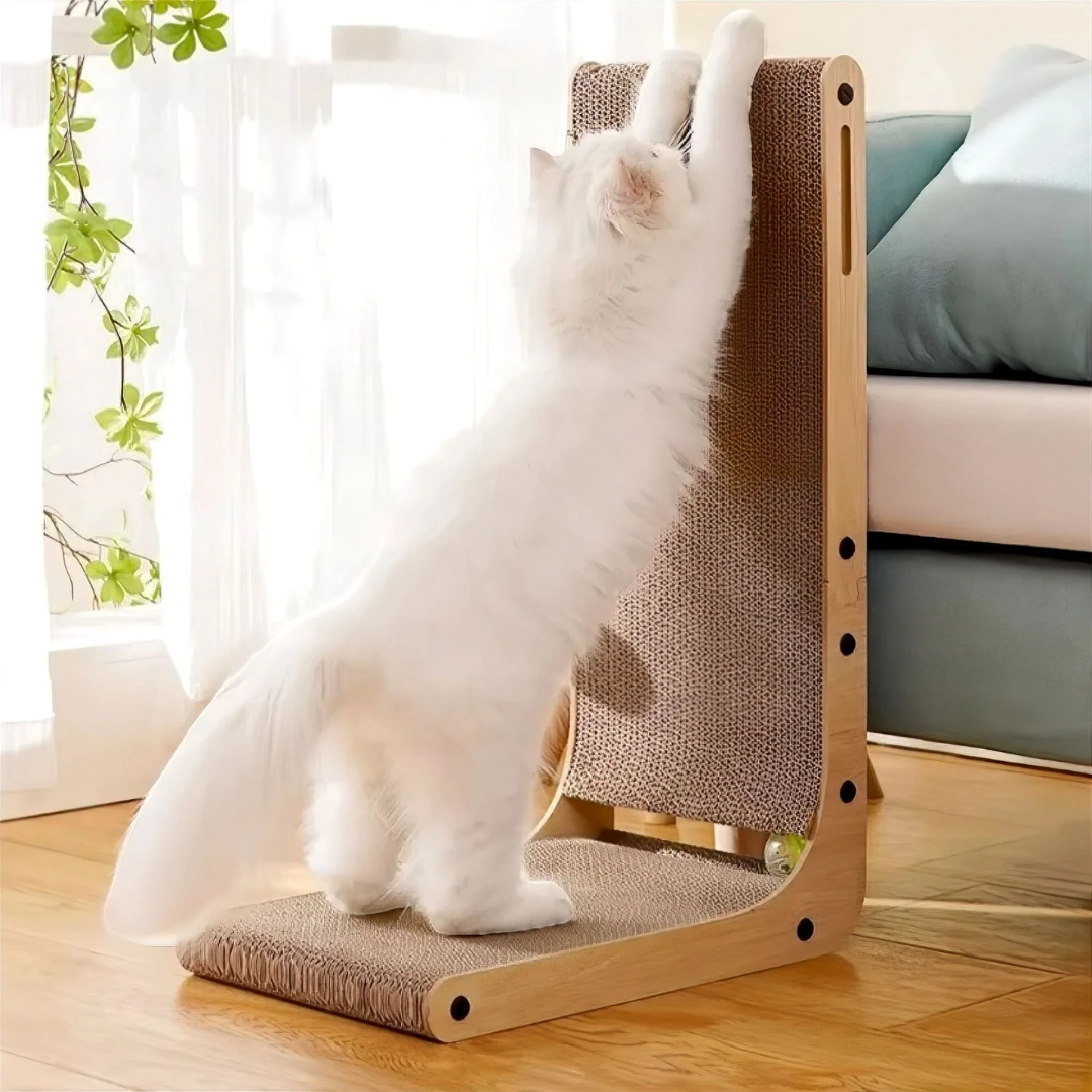 Cat scratching post – L-shape cardboard scratcher for indoor use