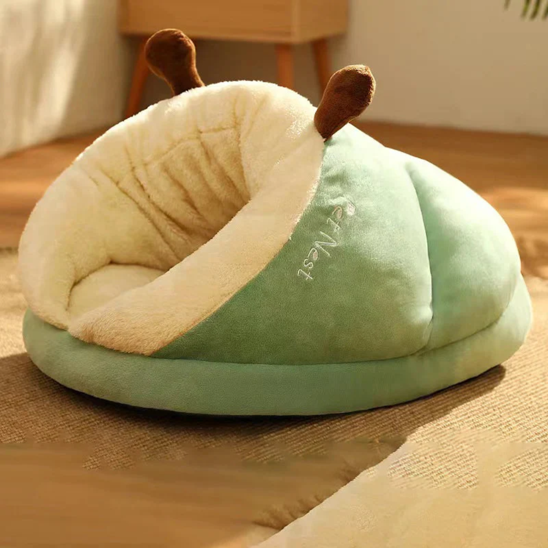 Plush pet bed – enclosed nest for small dogs and cats indoor