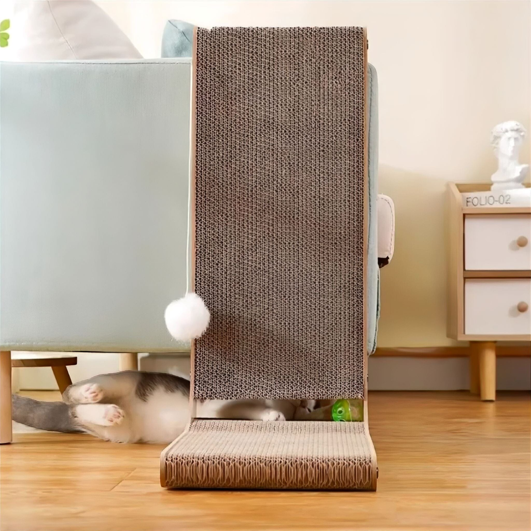 Cat scratching post – L-shape cardboard scratcher for indoor use