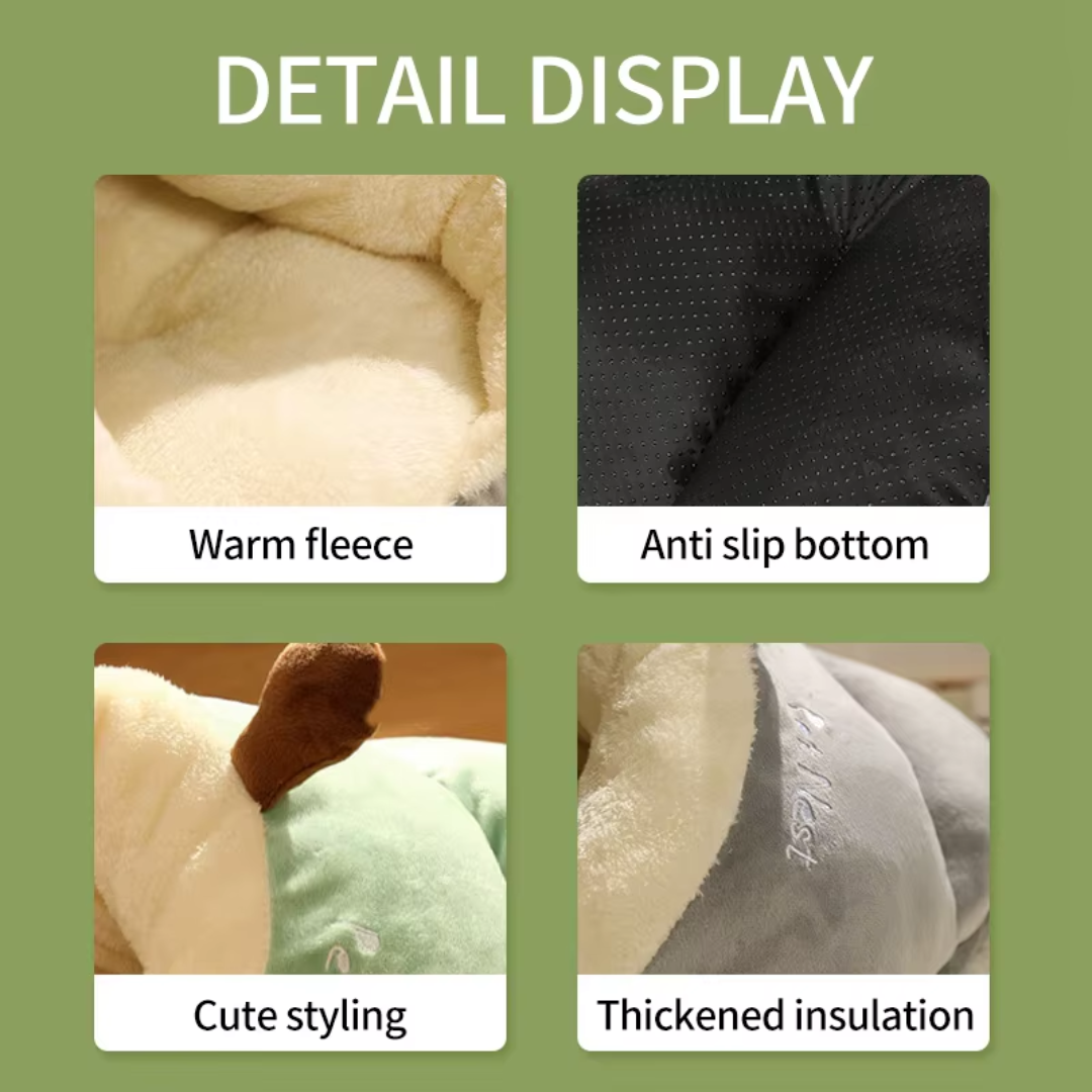 Plush pet bed – enclosed nest for small dogs and cats indoor