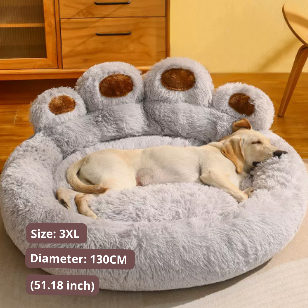 Plush dog bed – paw shaped cushion for indoor lounging
