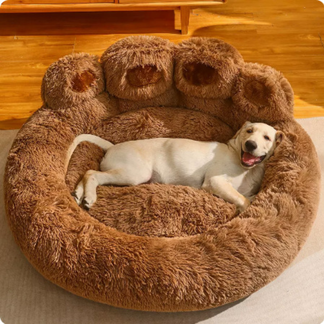 Plush dog bed – paw shaped cushion for indoor lounging