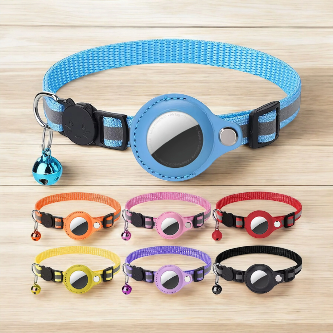 Airtag cat collar – reflective adjustable pet collar with bell