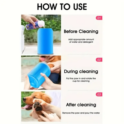 Dog paw cleaner cup – portable silicone brush for muddy paws