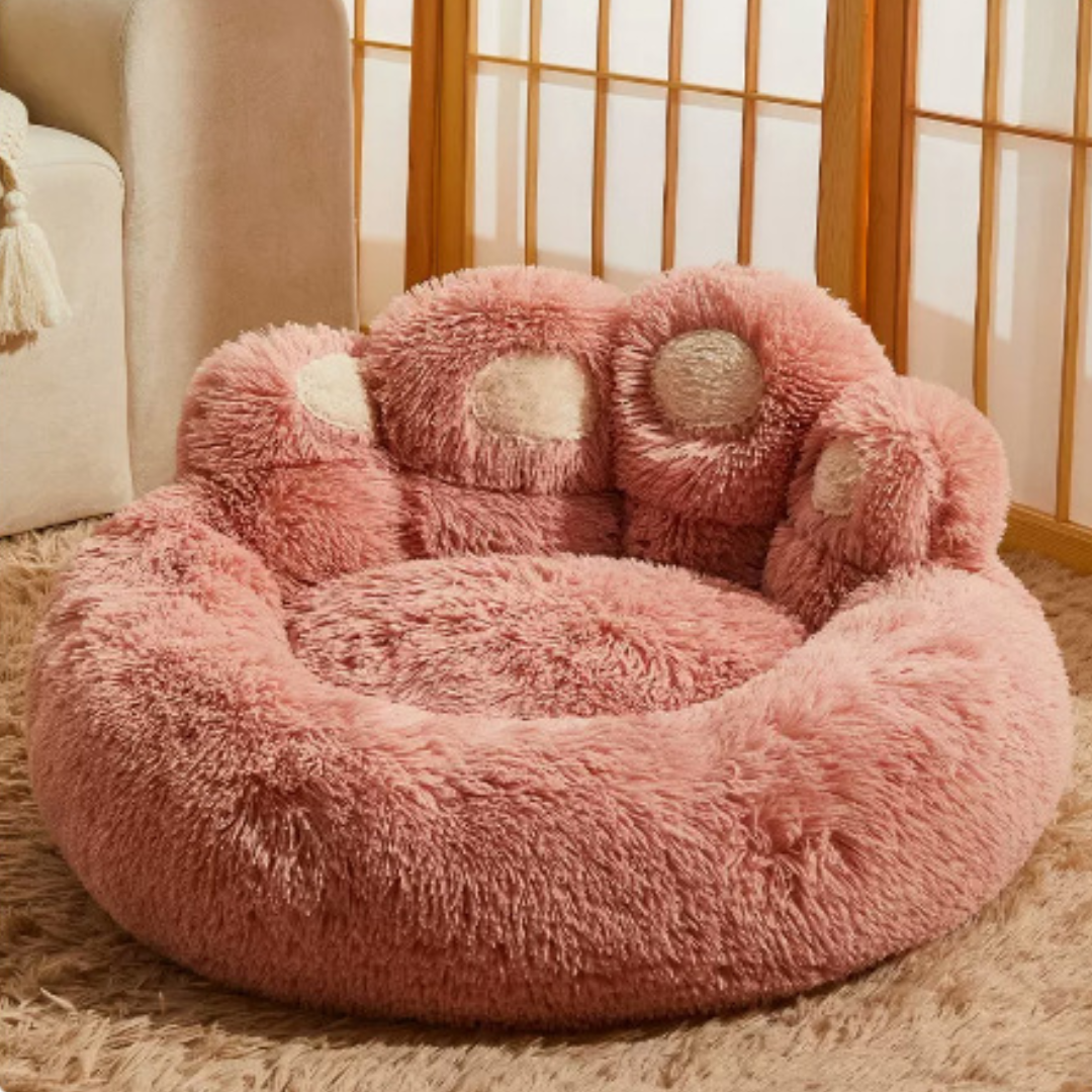 Plush dog bed – paw shaped cushion for indoor lounging