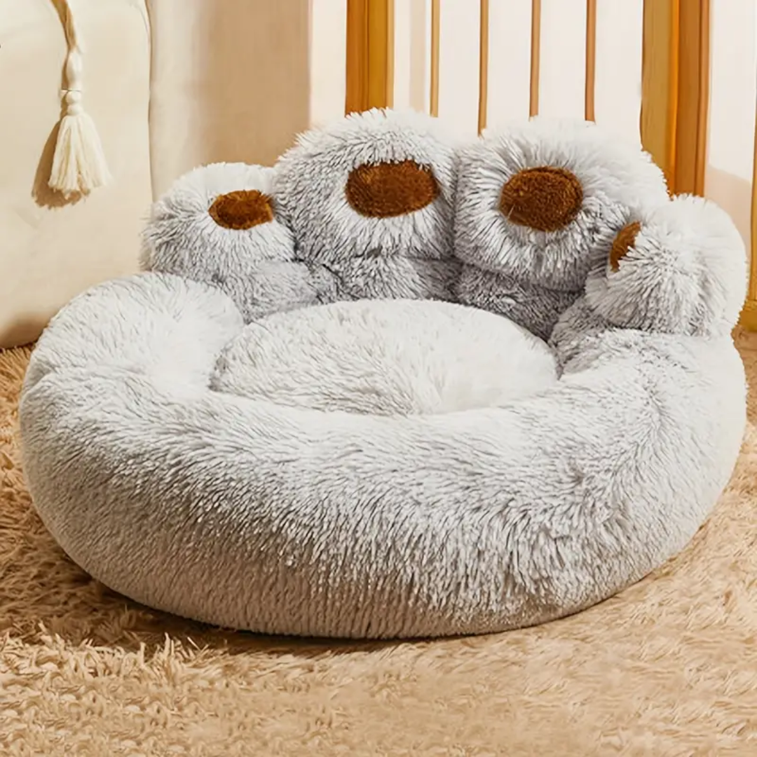 Plush dog bed – paw shaped cushion for indoor lounging