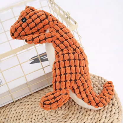 Plush dinosaur dog toy – textured chew toy for indoor play