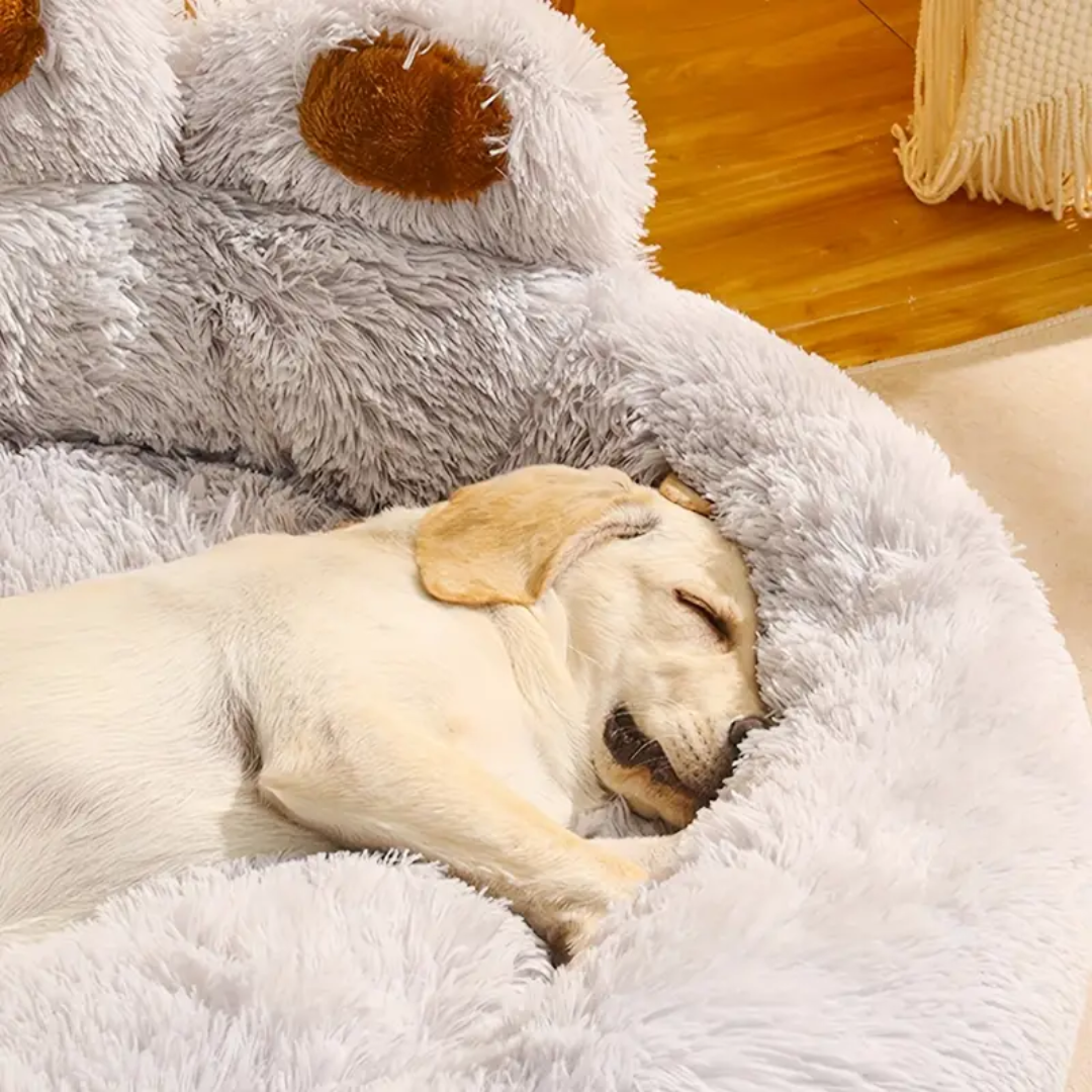 Plush dog bed – paw shaped cushion for indoor lounging